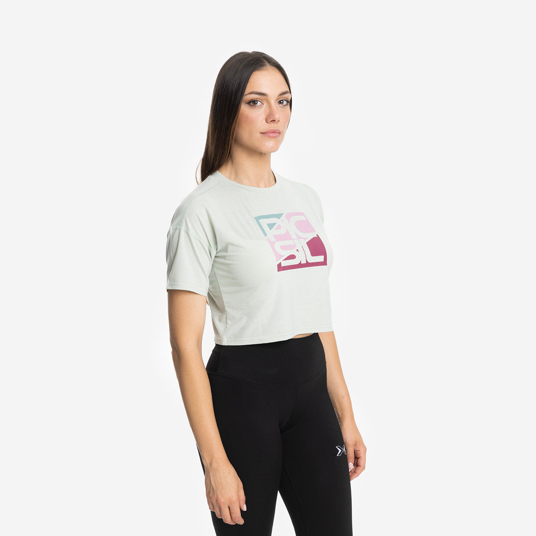 Camiseta Premium Crop Manga Corta Mujer